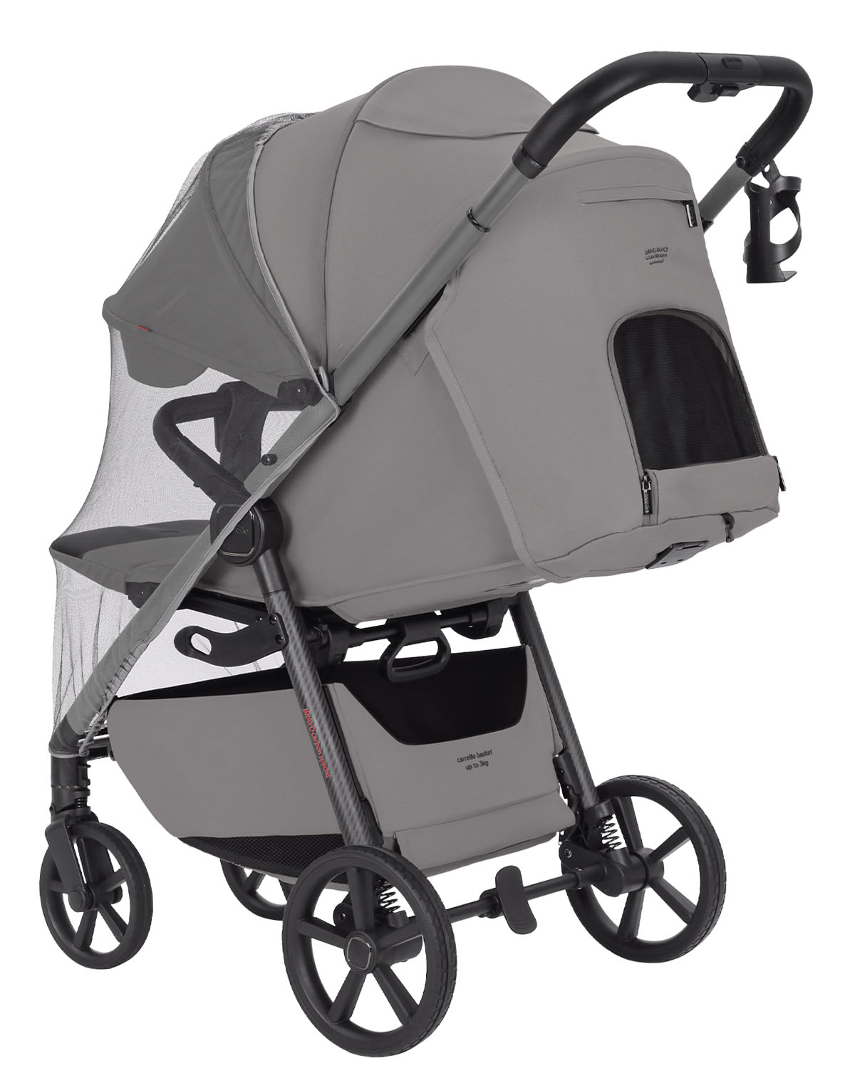 Cochecito Bravo Carbon 2025 ventana climática combinada con Mosquitera